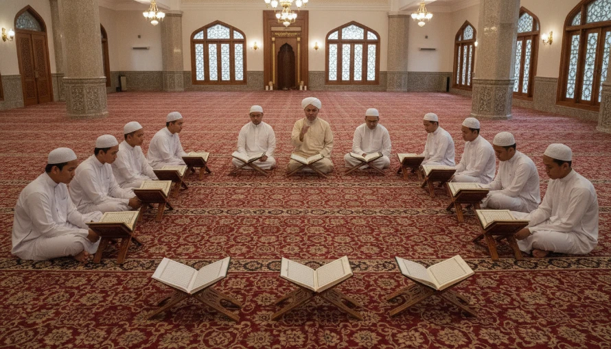 Pelajar menghafaz al-Quran dalam halaqah di madrasah tahfiz bersepadu, Krubong, Melaka